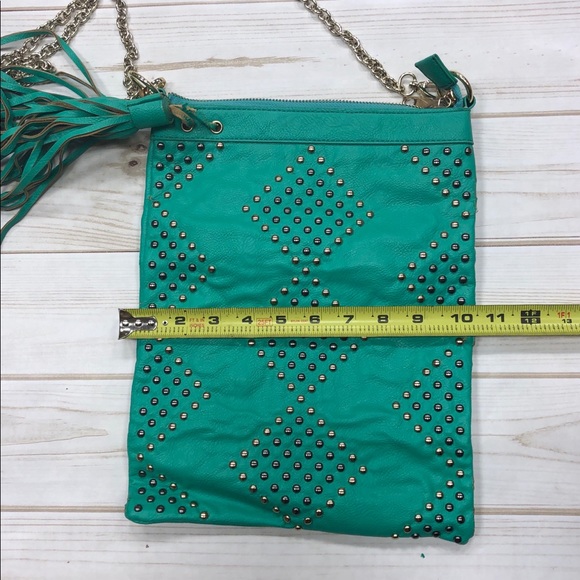 BOGO🖤 TURQUOISE STUDDED CROSSBODY CHAIN PURSE - Picture 7 of 9
